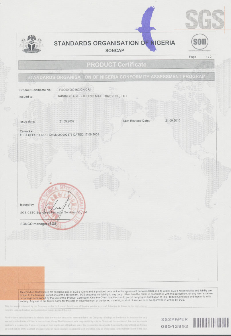 SONCAP Certificate